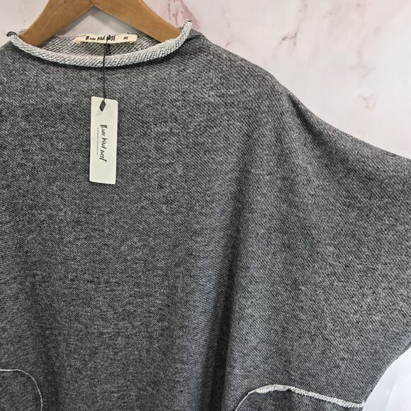 Three Bird Nest Dress Womens Medium Gray Poncho Sweatshirt Cape Wrap Cover Up - Picture 10 of 11